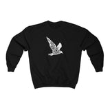 Bird Print Sweatshirt with Floral Design in Black