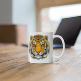 Ceramic Tiger Mug for coffee - White with tiger design