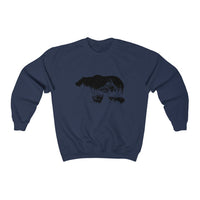 Front view of Bearvironment Sweatshirt with hand-drawn bear landscape - Navy