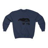 Front view of Bearvironment Sweatshirt with hand-drawn bear landscape - Navy