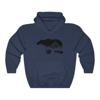 Front view of Bearvironment Hoodie with hand-drawn bear silhouette - Navy