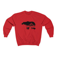 Front view of Bearvironment Sweatshirt with hand-drawn bear landscape - Red