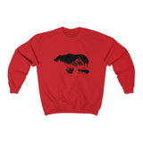 Front view of Bearvironment Sweatshirt with hand-drawn bear landscape - Red