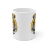 White Tiger Mug with bold tiger print - 11 oz ceramic mug