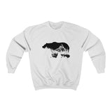 Front view of Bearvironment Sweatshirt with hand-drawn bear landscape - White