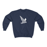 Bird Print Sweatshirt with Floral Design in Navy