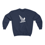 Bird Print Sweatshirt with Floral Design in Navy