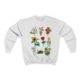 Unisex floral sweatshirt with vibrant flower print design in White