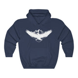 Eagle Hoodie with Bold Graphic - Unisex Heavy-Blend Sweatshirt in Navy