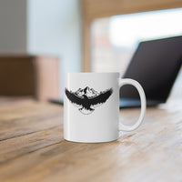 Eagle Print Mug - White Ceramic, 11 oz Capacity