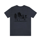 Trees Tee - Front view showing tree graphic desig in Heather Navy