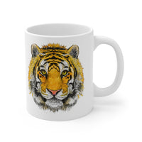 White Tiger Mug with bold tiger print - 11 oz ceramic mug